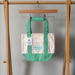 Trader Joe's Mini Mint Pastel Canvas Tote Bag